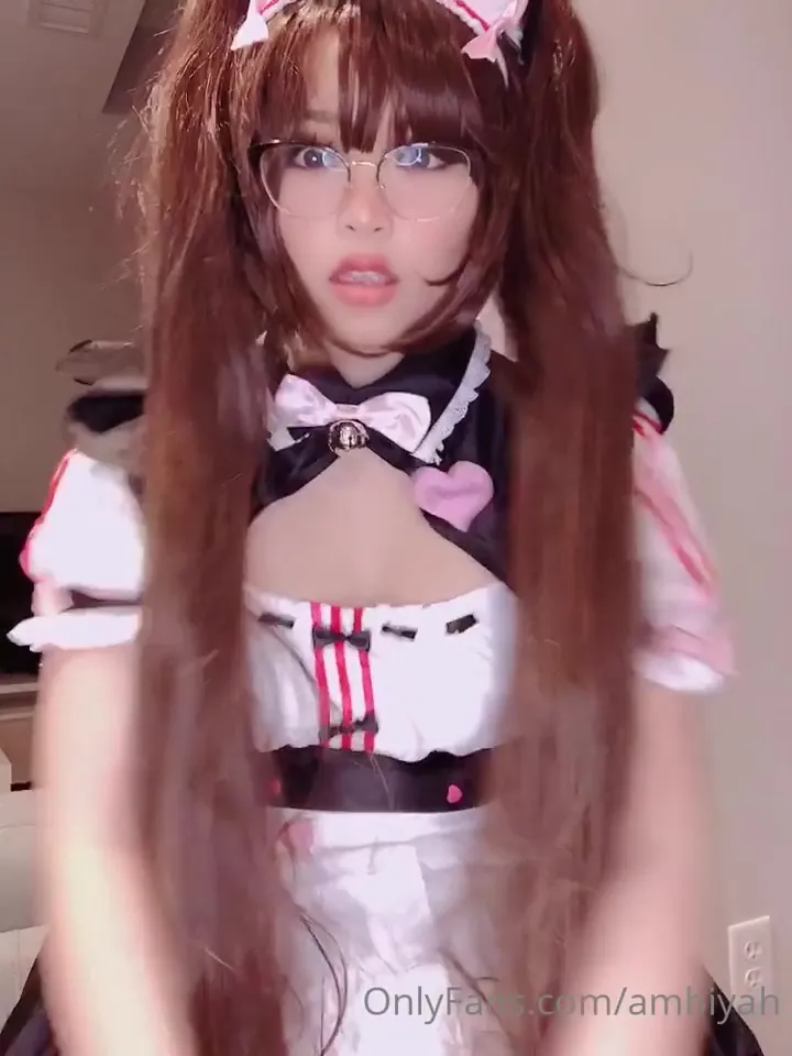 Spreading wide for Mae, eager and wet in her cat-ear maid outfit