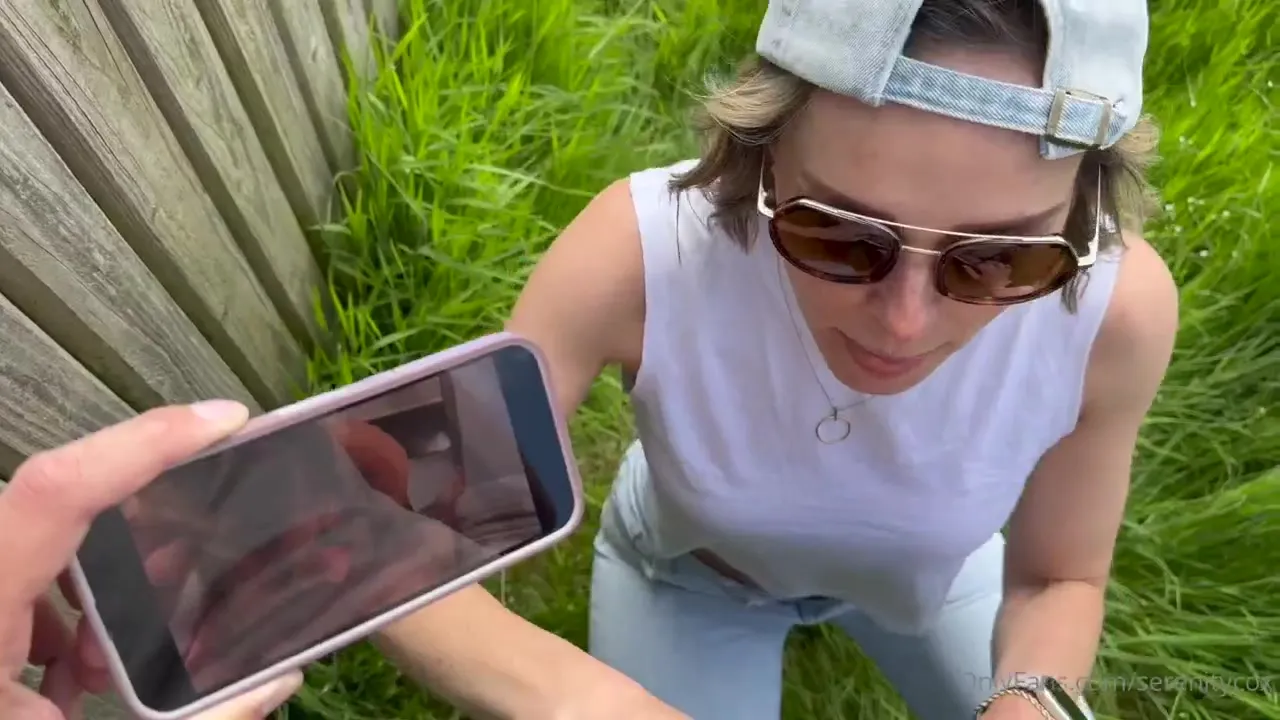 Serenity Cox jerks and sucks cock in the tall grass, phone porn doing the talking