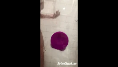 Adriana Chechik grinds a purple toy deep inside her soaked, hungry pussy