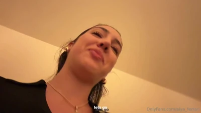 Hotel suite, Alya Ferrari grinds down on his hungry cock and rides him hard