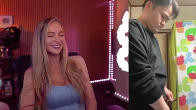 Bebahan gets nasty watching a split screen of facials, tits and bull rides