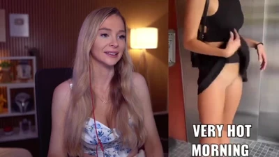 Bebahanofficial gasps and bursts out laughing as split-screen blowjobs and flashing blast across her screen