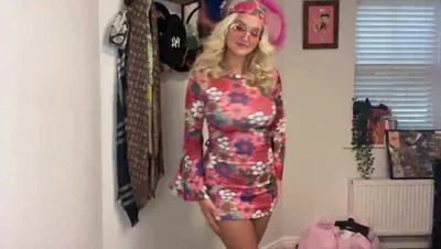 Cherry dances through three costumes, floral dress, camo and a devil outfit