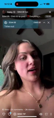Haleymihm flashes her big tits for tips and chat cheers her on