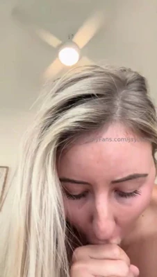 Sheer white top and blonde hair, Jaylie Tori gets sloppy on a pink dildo
