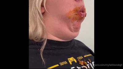 Stuffing her face with burritos while MyFatBlondeGirlfriend moans and smears sauce on her belly