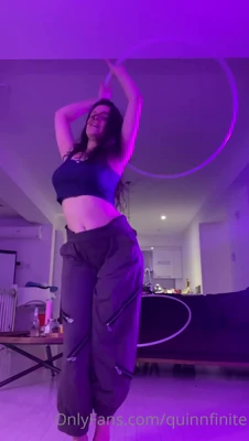 Quinnfinite grinds a hula hoop against her bare body and bounces hard