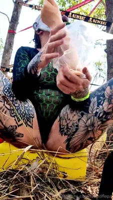 Muddy kneels in the woods and sucks a black heel like a filthy slut