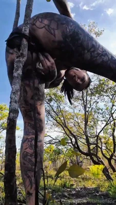 Muddy rides a strap in the scrub, horny and hungry for it