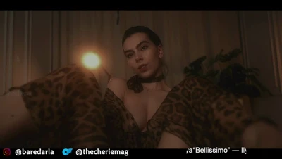 Peeling off her leopard dress, Thecheriemag bares her tits and finger-fucks her pussy with a filthy grin