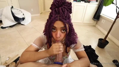 TheStartOfUs gags on oiled cock, then grins through every hard stroke from behind