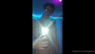 Waifumiia jerks his hard cock in the mirror and can't stop watching himself, horny as hell