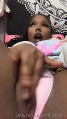 Pink Hello Kitty sheets and a dildo sucked dry before Nye Lt fingers her soaked clit